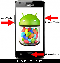 [Anleitung] Flashen der JB Firmware 4.1.2 + Root und entfernen des gelben Dreiecks-3-finger-affengriff-download-modus-jelly-bean-2.png