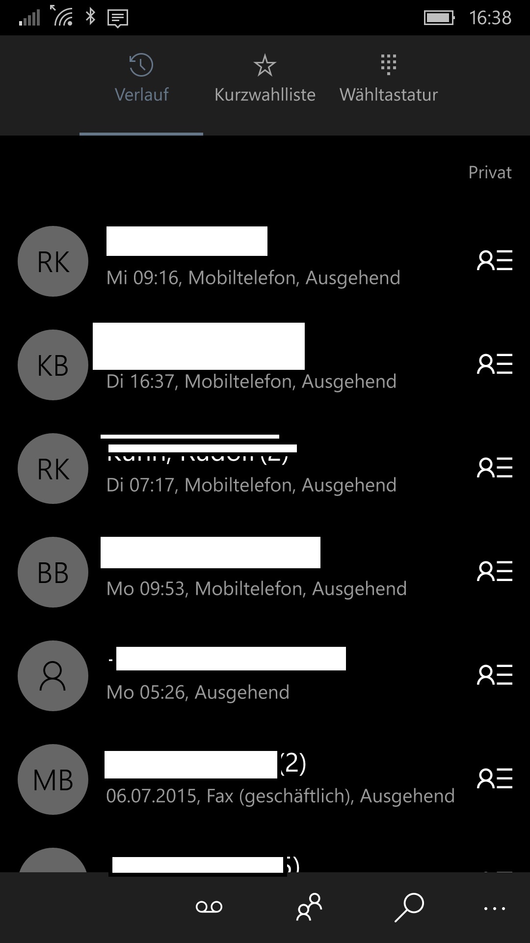 Anrufliste WP 10