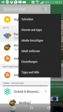 BlinkFeed Menü