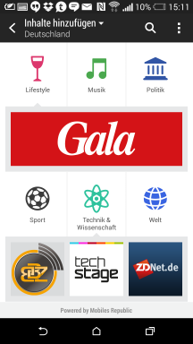 BlinkFeed Themenübersicht