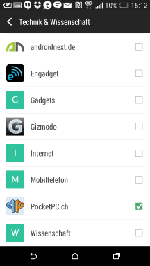 BlinkFeed Auswahl