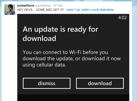 Tweet von Joe Belfiore