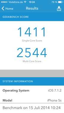 Apple iPhone 5S Geekbench 3