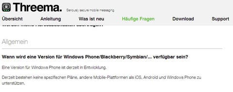 Threema FAQ Windows Phone