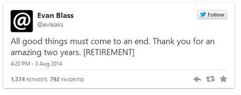 Evan Blass Retirement