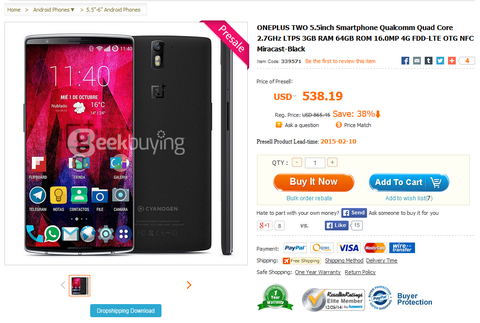 OnePlus Two in Online-Shop gelistet: Verfügbar ab Februar OnePlus-Two-im-Online-Shop