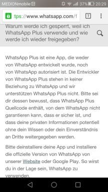 WhatsApp Sperre