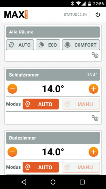 Die Android App der Max! Heizungssteuerung