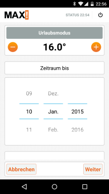 Die Android App der Max! Heizungssteuerung