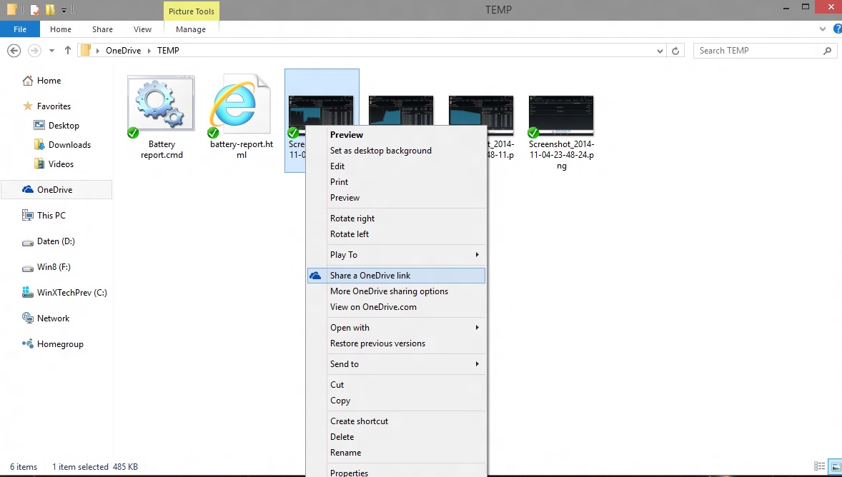 OneDrive Share Winodws 10