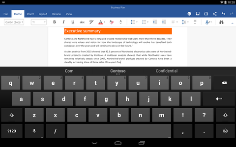 Microsoft Office Word für Android-Tablets