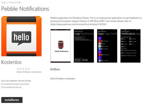 Pebble Notifications Windows Phone