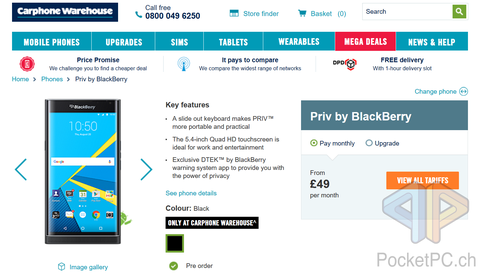BlackBerry PRIV bei Carphone Warehouse