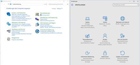 Windows 10 Systemsteuerung und Einstellungen