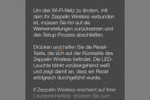 Hinweis zum Ändern des WLAN