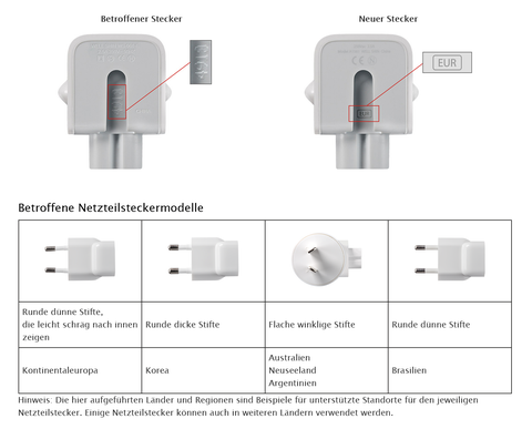 Apple Netzteil Adapter Austausch