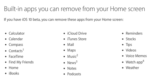 Apple iOS 10 Beta Systemapps entfernen