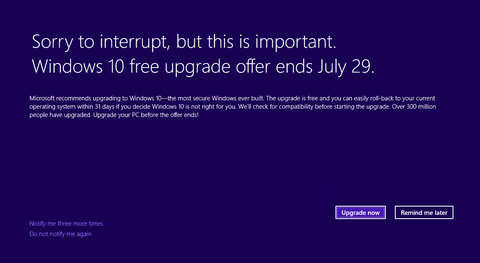 Windows 10 Update Hinweis