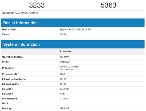 iPhone 7 Plus Geekbench 4