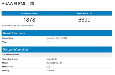 Huawei P20 Geekbench
