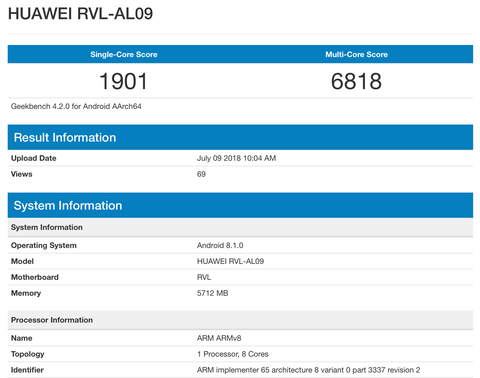 Honor Note 10 Geekbench Leak