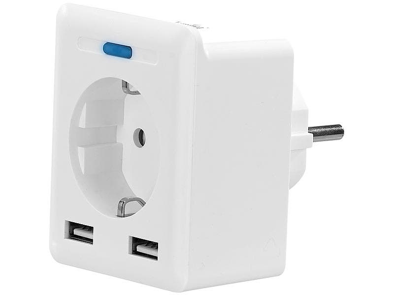 PEARL Luminea Home Control WLAN-Steckdose mit zwei USB-Ports