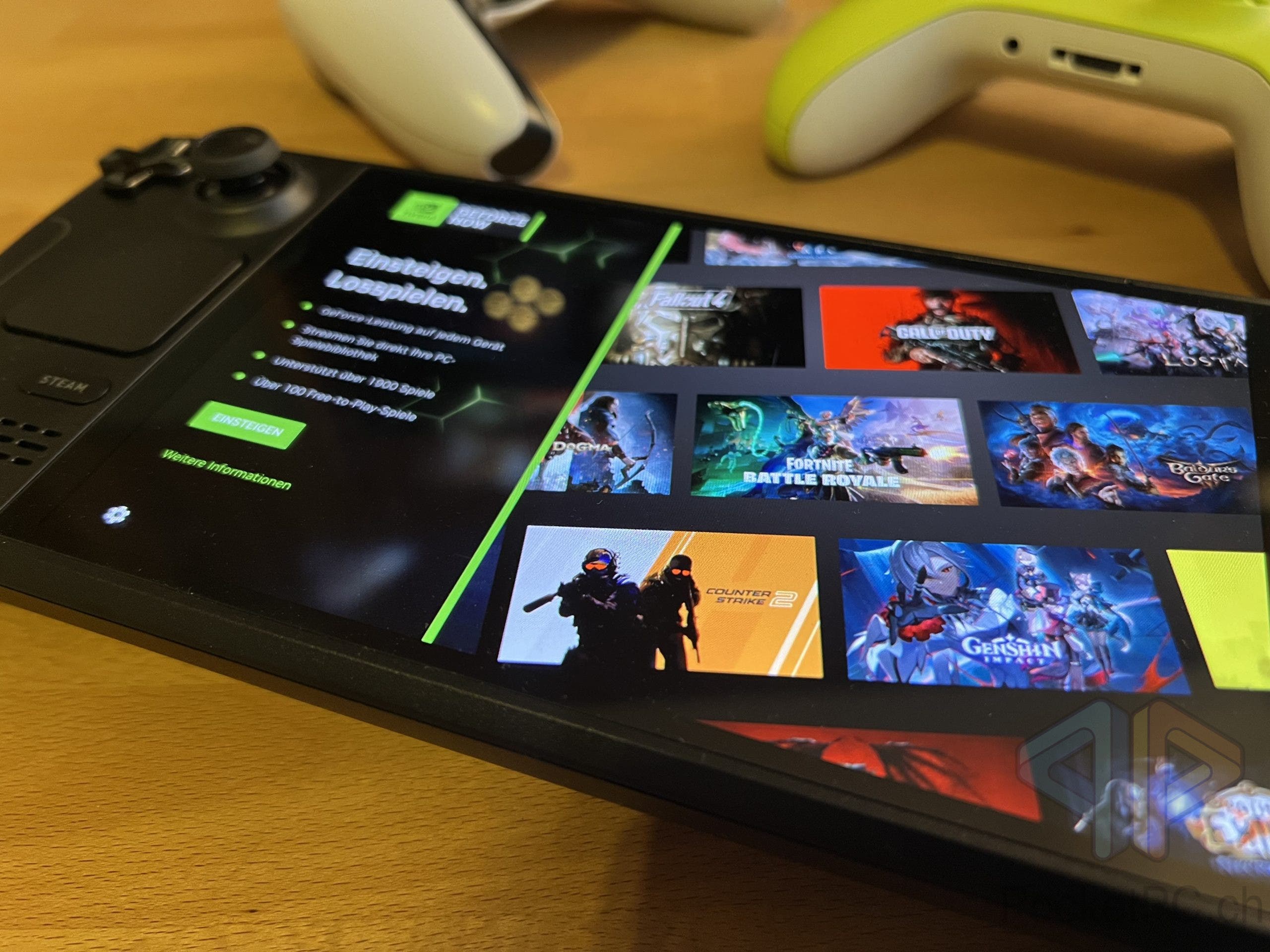 Steam Deck mit installiertem GeForce Now von Nvidia