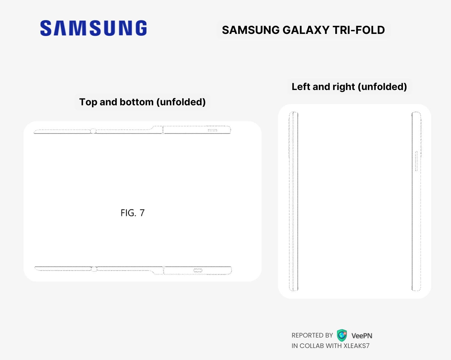 Samsung Galaxy Tri-Fold-Design Oben-Unten und Links-Rechts. Bild: VeePN / xleaks7