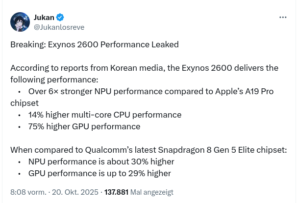 News Exynos 2600 im Samsung Galaxy S26 wird bitte wie schnell?! samsung-exynos-2600-performance-leak Samsung Exynos 2600 im Galaxy S26 Performance Leak