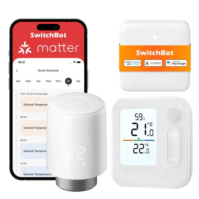 SwitchBot Smart Heizkörperthermostat und Home Climate Panel Matter combo